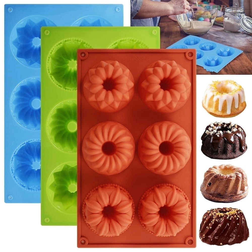 Nuahrhy 6-Cavity Mini Bundt Cake Silicone Mold 3-Pack: $14.99 Nuahrhy 6-Cavity Mini Bundt Cake Silicone Mold 3-Pack: $14.99