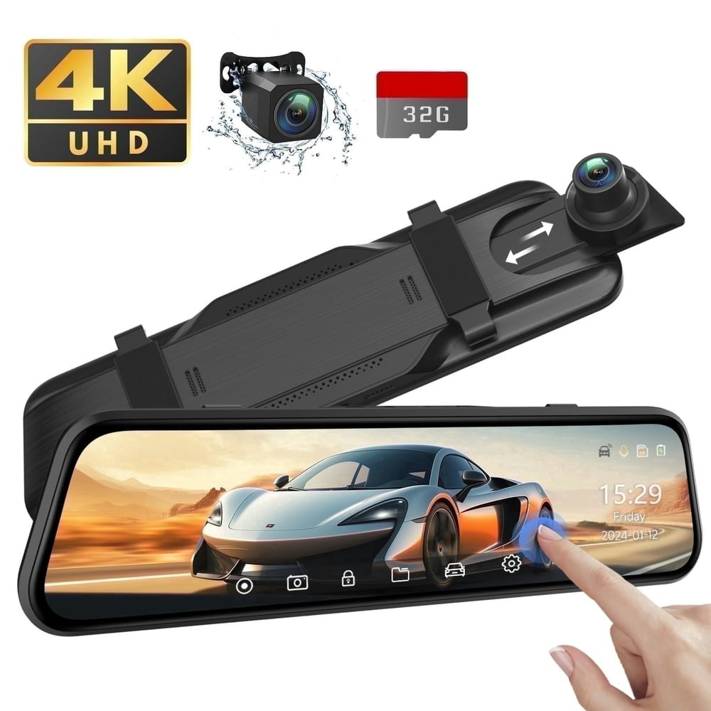 4K Dual Lens Mirror Dash Cam with 32GB SD Card: $69.99 4K Dual Lens Mirror Dash Cam with 32GB SD Card: $69.99