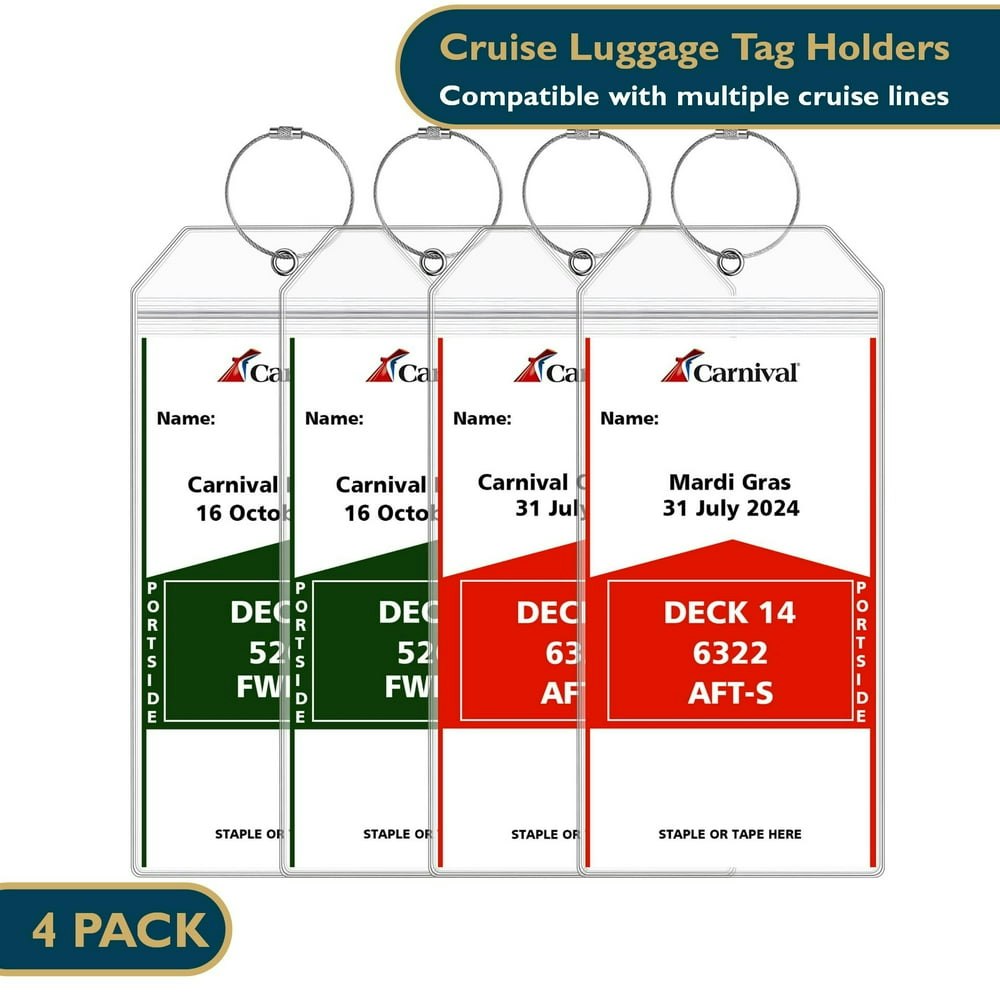 ComfiTime Waterproof Cruise Luggage Tag Holders 4-Pack: $10.99
