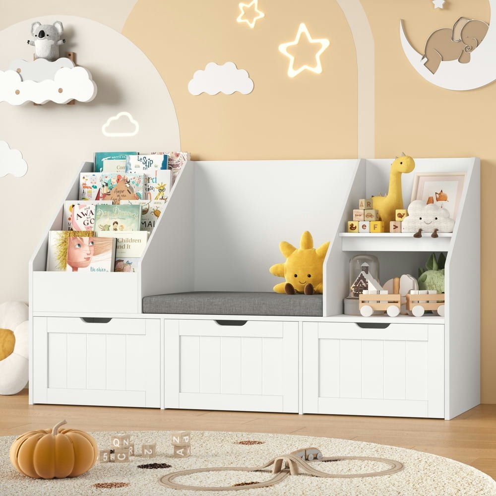 Homfa Kids Bookshelf with Reading Nook and Storage Drawers: $159.97 Homfa Kids Bookshelf with Reading Nook and Storage Drawers: $159.97