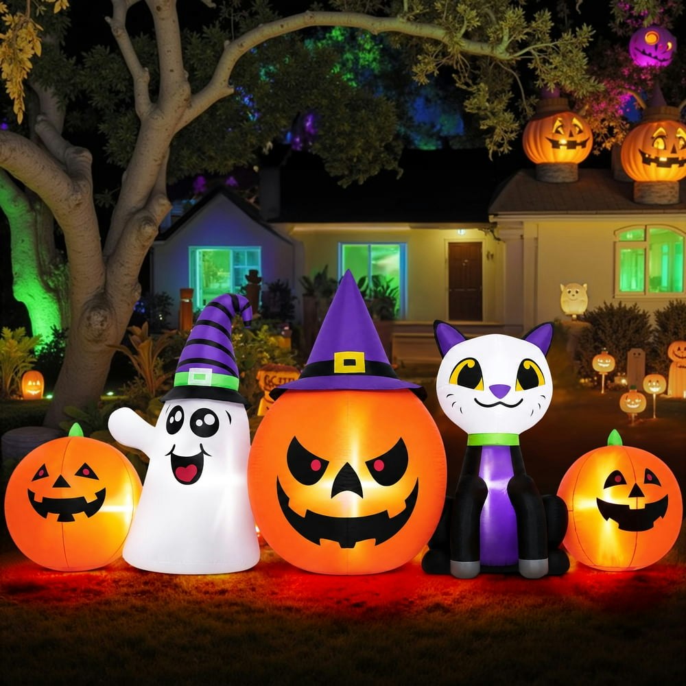 Firstness 8-Foot Halloween Inflatable Pumpkins Ghost Cat: $47.99 Firstness 8-Foot Halloween Inflatable Pumpkins Ghost Cat: $47.99