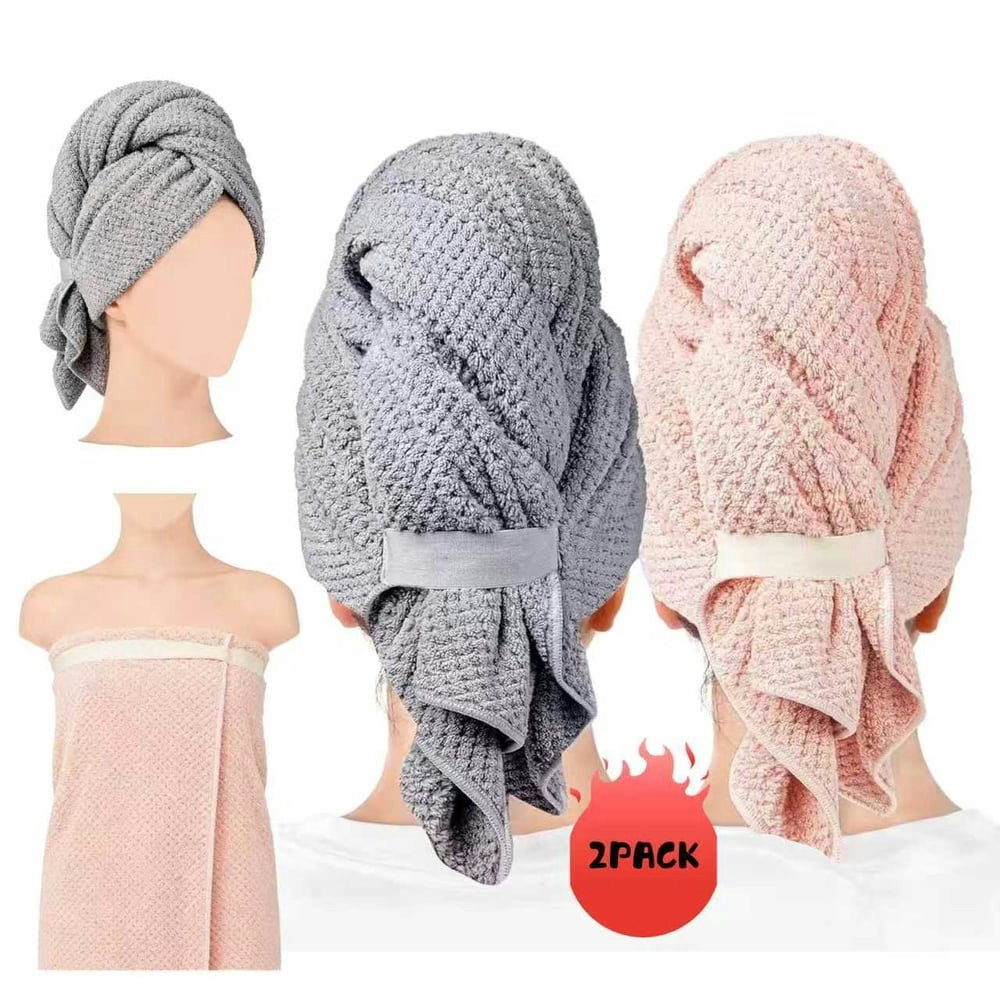 Bksdueh Microfiber Hair Towel Wrap 2-Pack: $14.99 Bksdueh Microfiber Hair Towel Wrap 2-Pack: $14.99