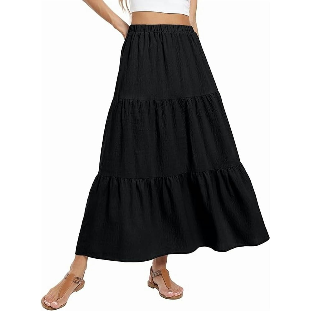 JWD Women's Boho Tiered Maxi Skirt: $17.99 JWD Women's Boho Tiered Maxi Skirt: $17.99