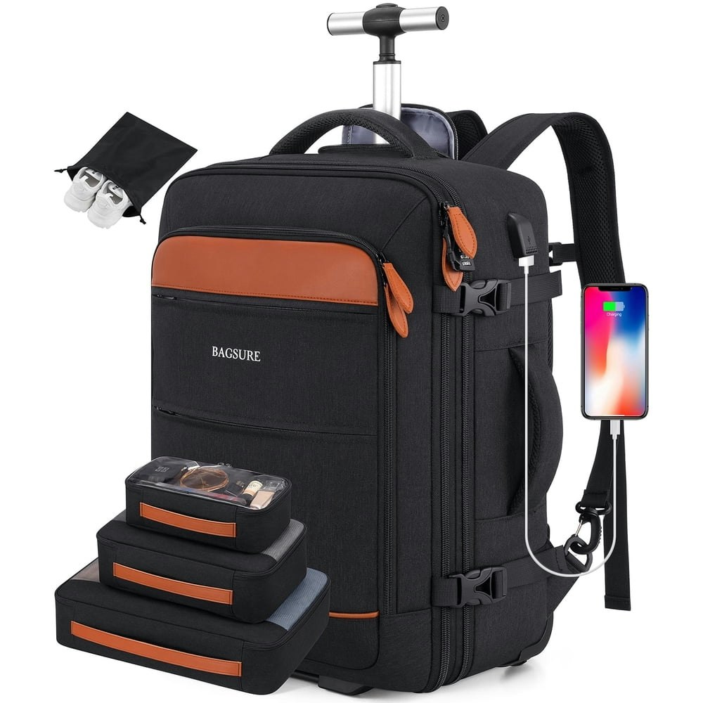 Ukein Rolling Backpack with USB Charging Port: $59.99