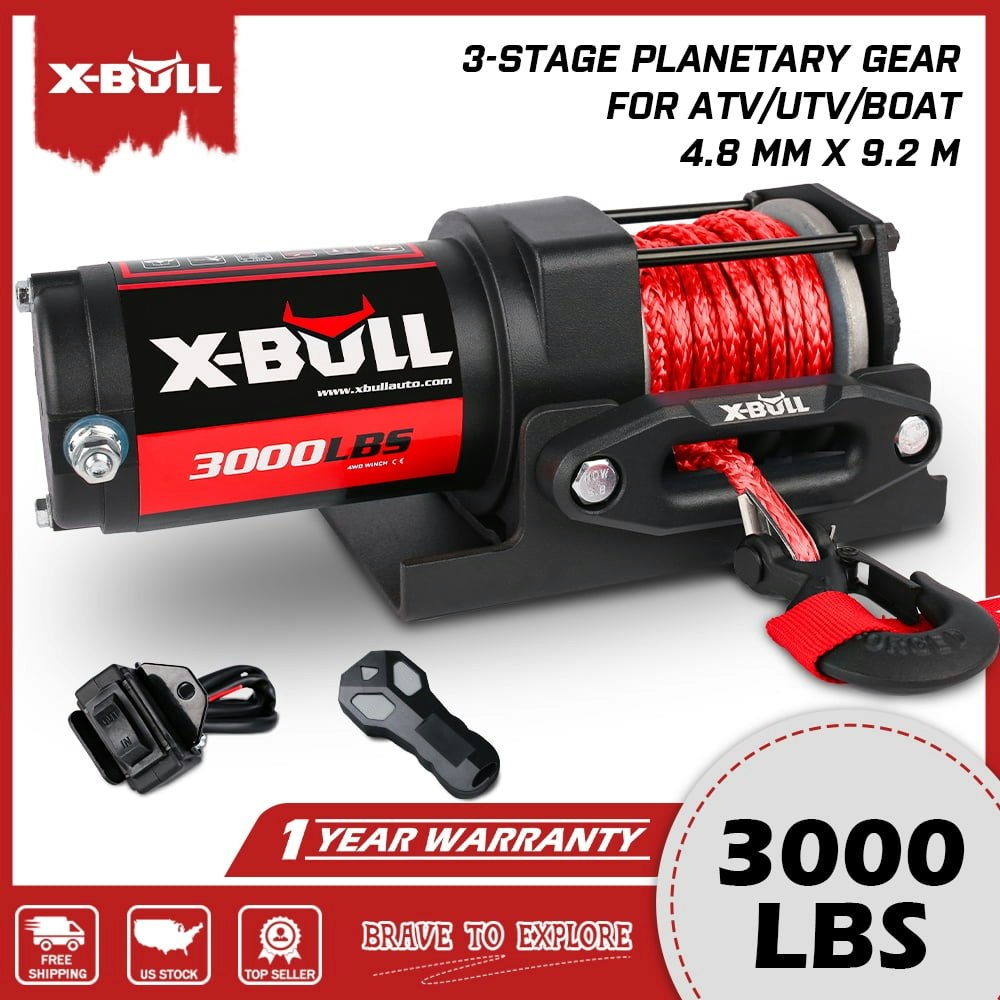X-BULL 3,000-lb. 12V Electric Winch with Synthetic Rope: $124.90 X-BULL 3,000-lb. 12V Electric Winch with Synthetic Rope: $124.90