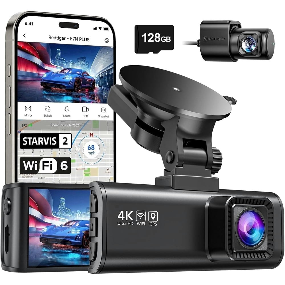 Redtiger F7NP 4K Front and Rear Dash Cam with 128GB Card: $129.99 Redtiger F7NP 4K Front and Rear Dash Cam with 128GB Card: $129.99