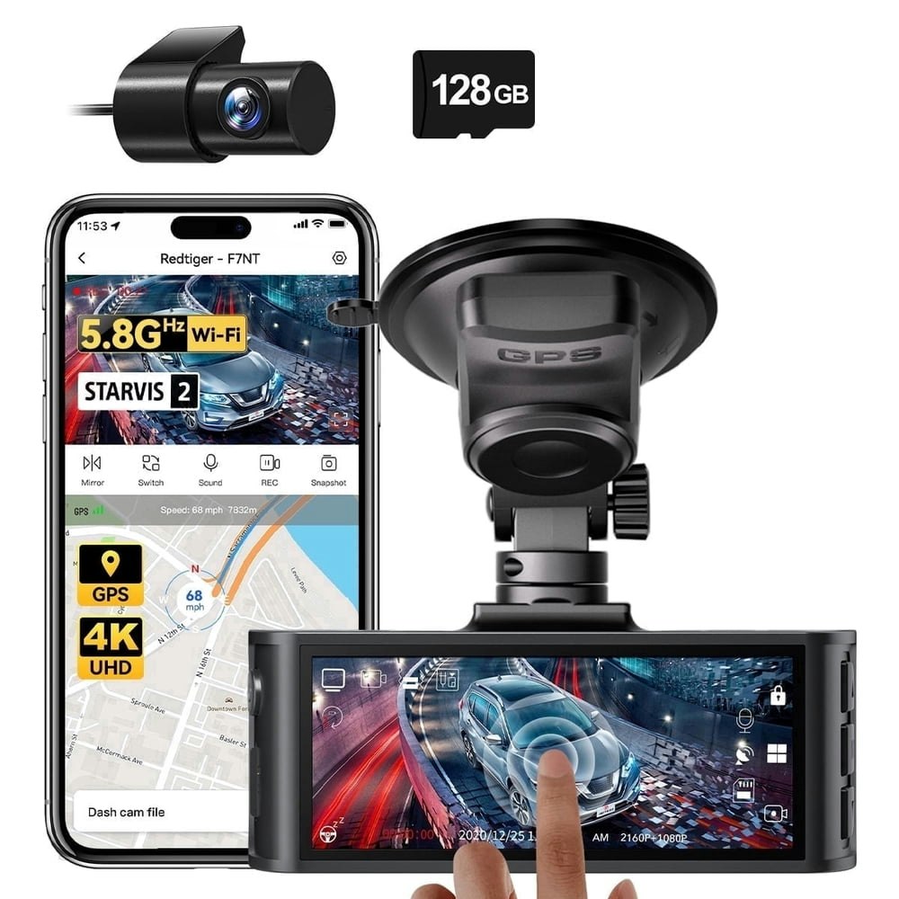 Redtiger F7N 4K Front and Rear Dash Cam with 128GB Card: $139.99 Redtiger F7N 4K Front and Rear Dash Cam with 128GB Card: $139.99