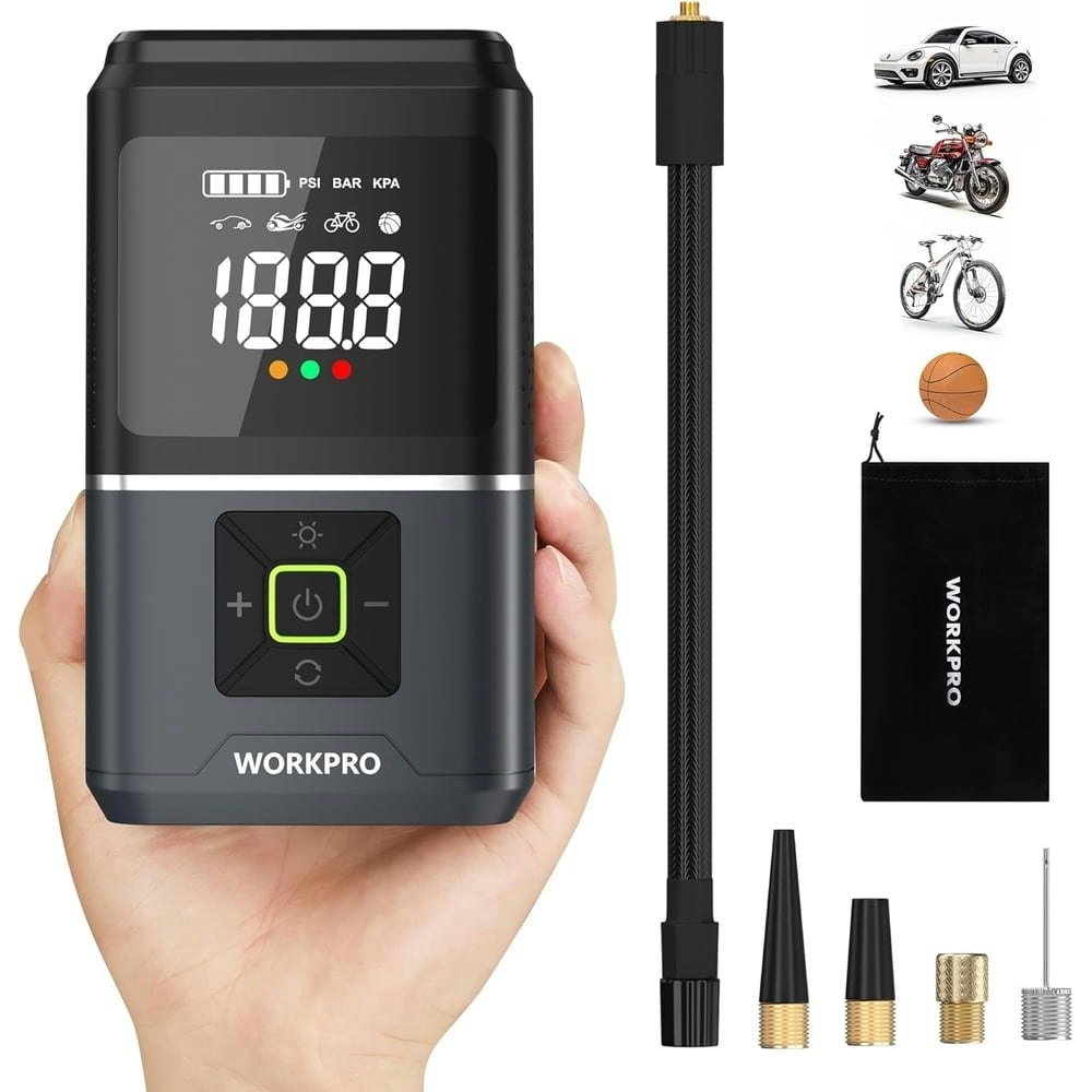 Workpro 7.2V 5,000mAh Portable Tire Inflator Air Compressor: $19.99 Workpro 7.2V 5,000mAh Portable Tire Inflator Air Compressor: $19.99
