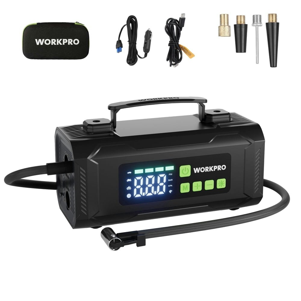 Workpro 12V Portable Tire Inflator Air Compressor: $24.99 Workpro 12V Portable Tire Inflator Air Compressor: $24.99