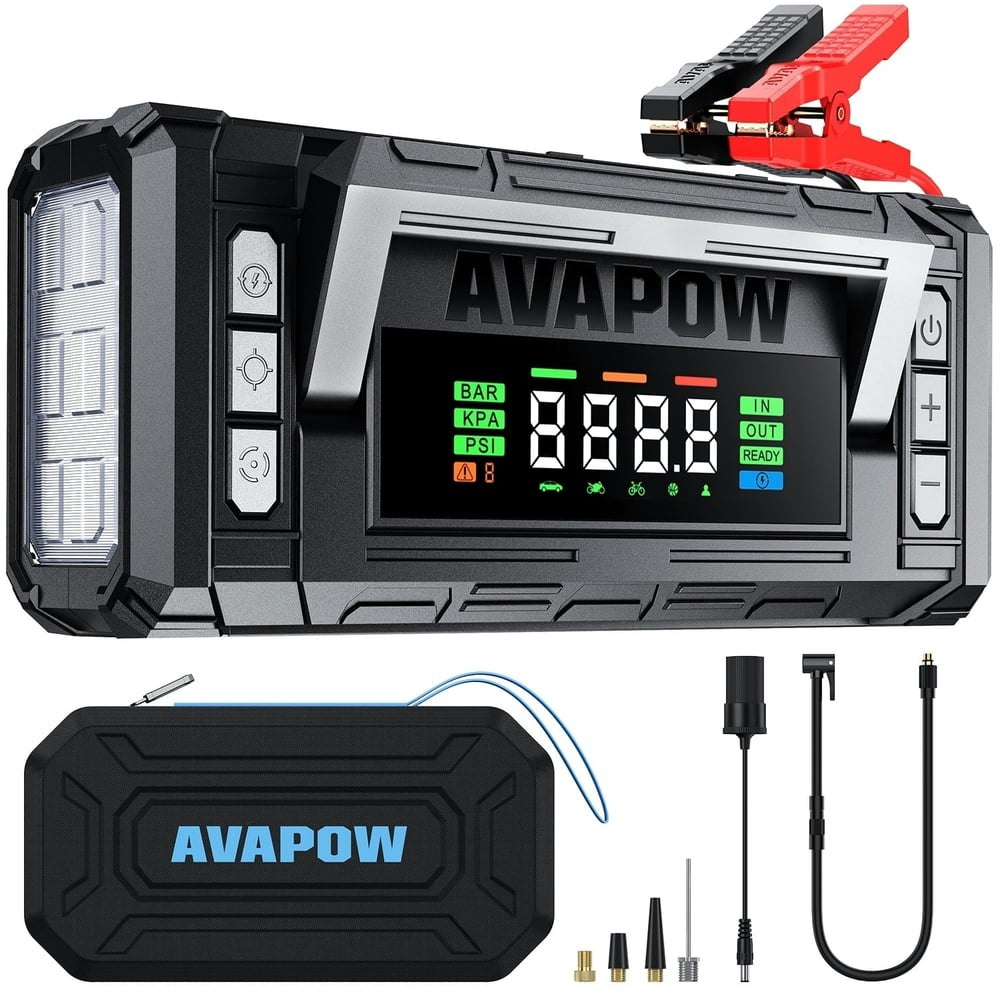 Avapow 8,000A Jump Starter and 150-PSI Air Compressor: $171.17