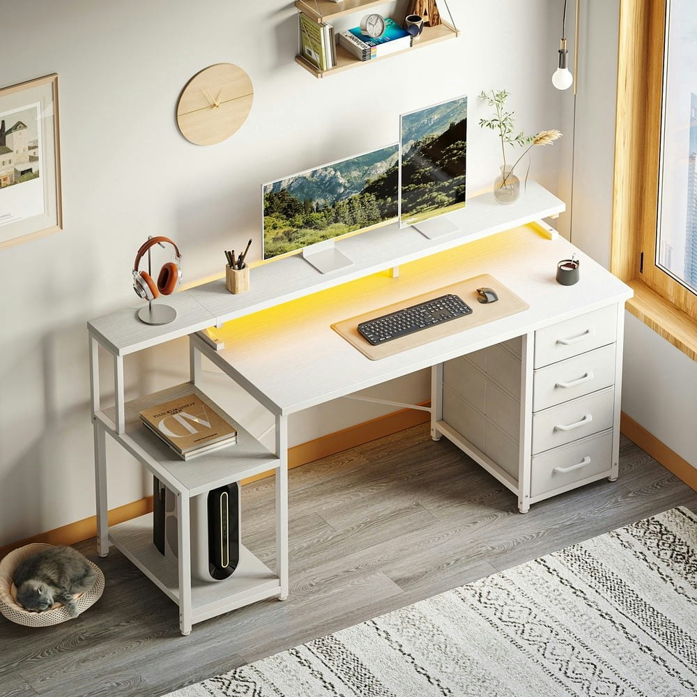 Casacomoda 55-Inch Computer Desk with 4 Drawers and Storage Shelves: $74.99