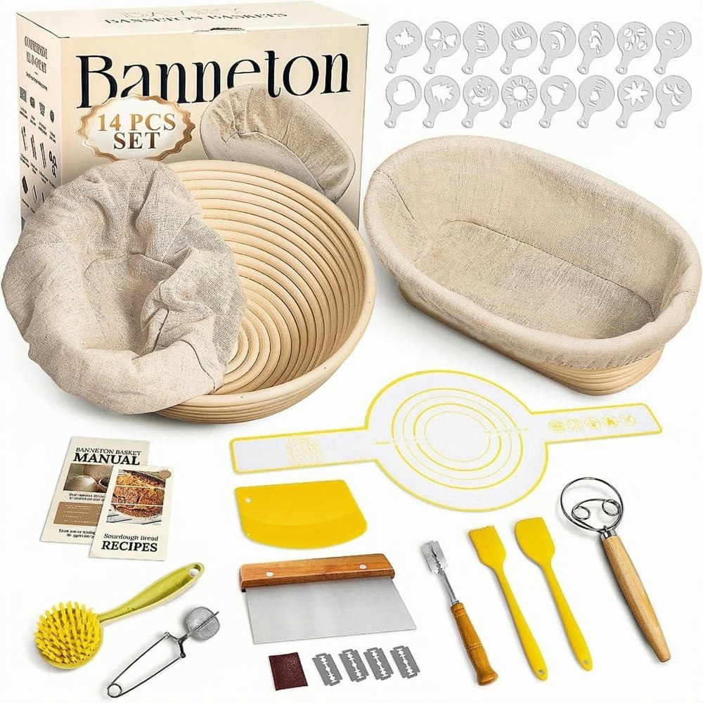 Jripae 9-inch Round and 10-inch Oval Banneton Bread Proofing Basket Set: $25.55 Jripae 9-inch Round and 10-inch Oval Banneton Bread Proofing Basket Set: $25.55