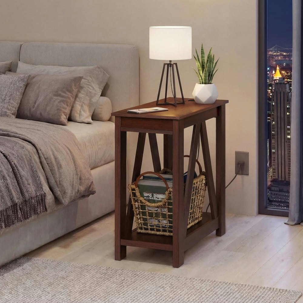 Galaxhero Narrow End Table with Charging Station: $58.99