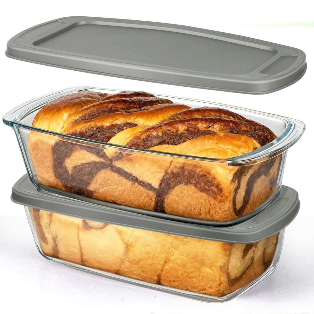 Glass Loaf Pan Set with Lids 2-Pack: $19.99 Glass Loaf Pan Set with Lids 2-Pack: $19.99