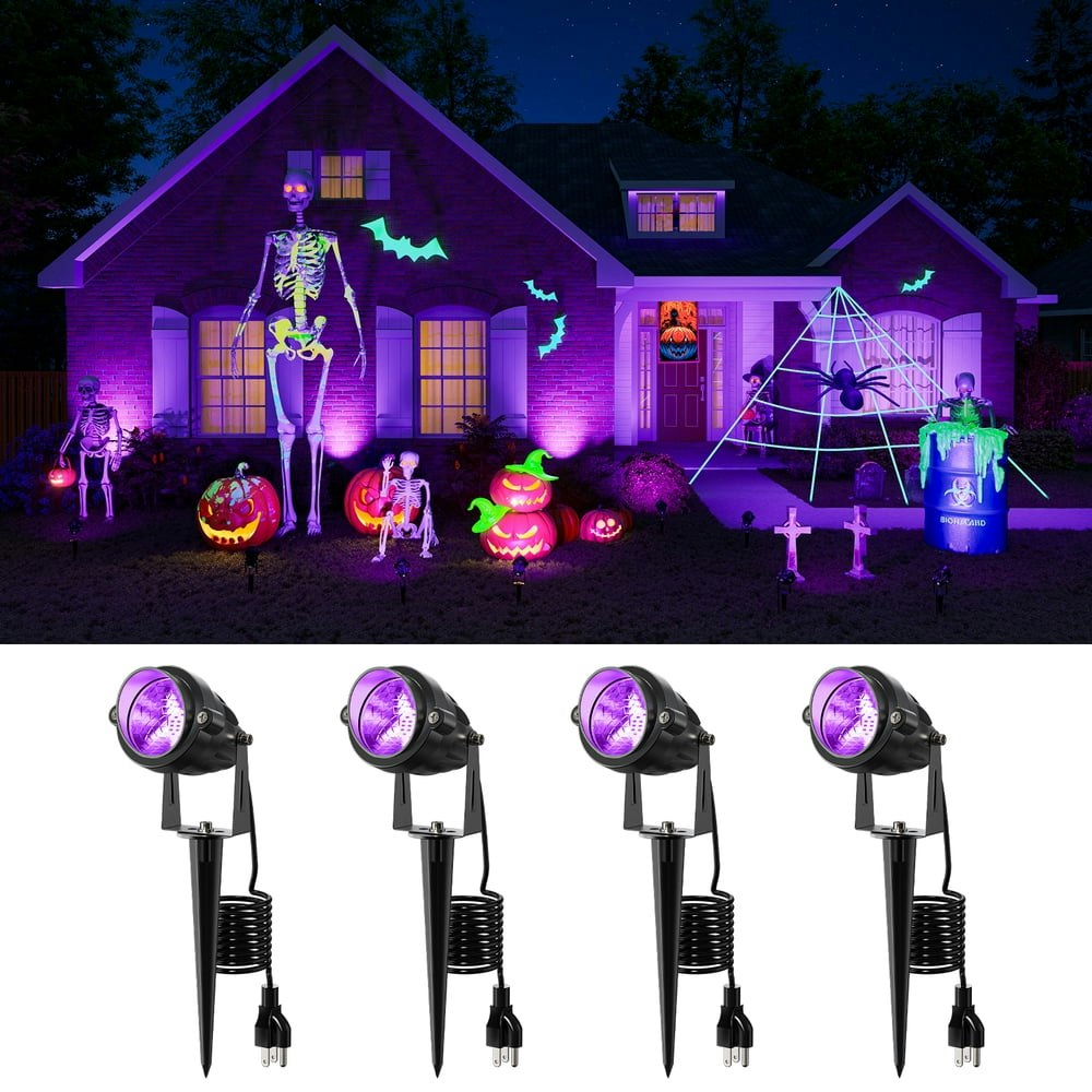 Halloween UV Landscape Spotlights 4-Pack: $29.99
