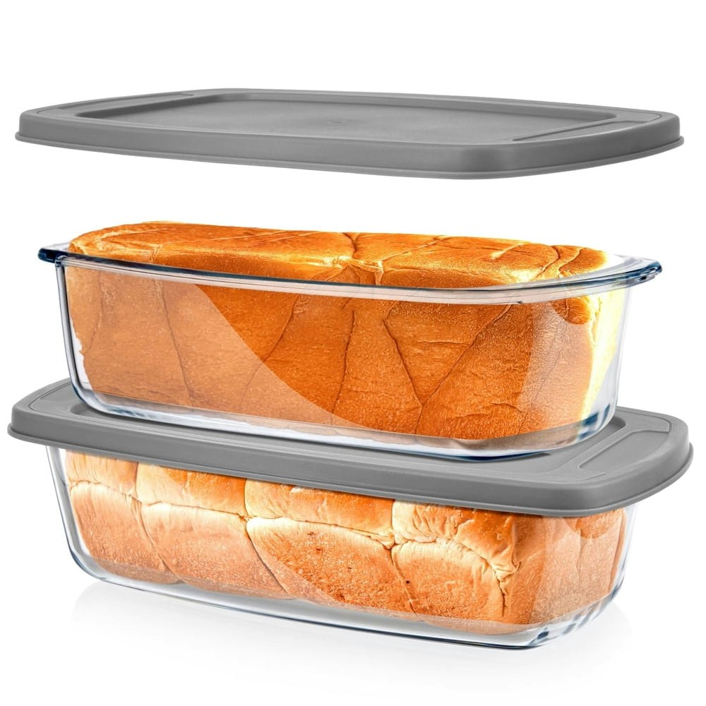 Rectangle Glass Loaf Pan with Airtight Lids 2-Pack: $21.99 Rectangle Glass Loaf Pan with Airtight Lids 2-Pack: $21.99