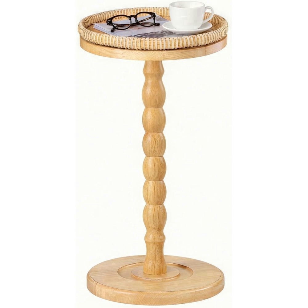 Rattan Round Solid Wood Pedestal Side Table: $35.99 Rattan Round Solid Wood Pedestal Side Table: $35.99