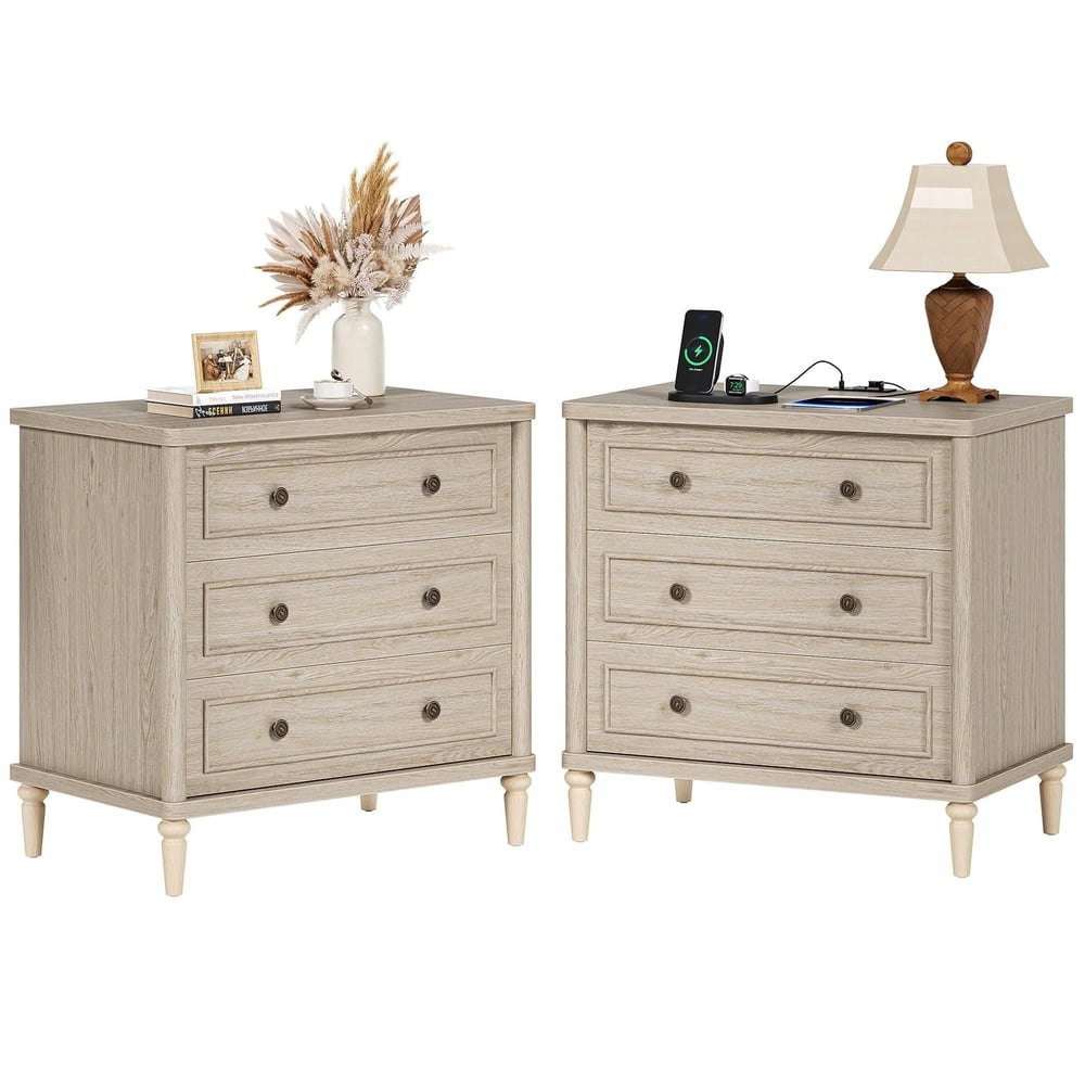 Bestier Farmhouse 3-Drawer Nightstand with Charging Station 2-Pack: $218.47 Bestier Farmhouse 3-Drawer Nightstand with Charging Station 2-Pack: $218.47