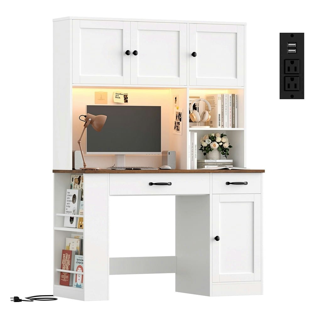 Hiphuta LED Desk with Hutch: $229.99
