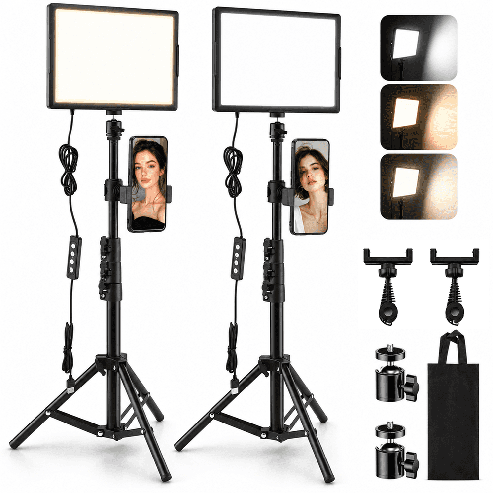 Tikbbrmg 12-Inch 15W LED Selfie Light and 50-Inch Tripod Stand 2-Pack: $49.99