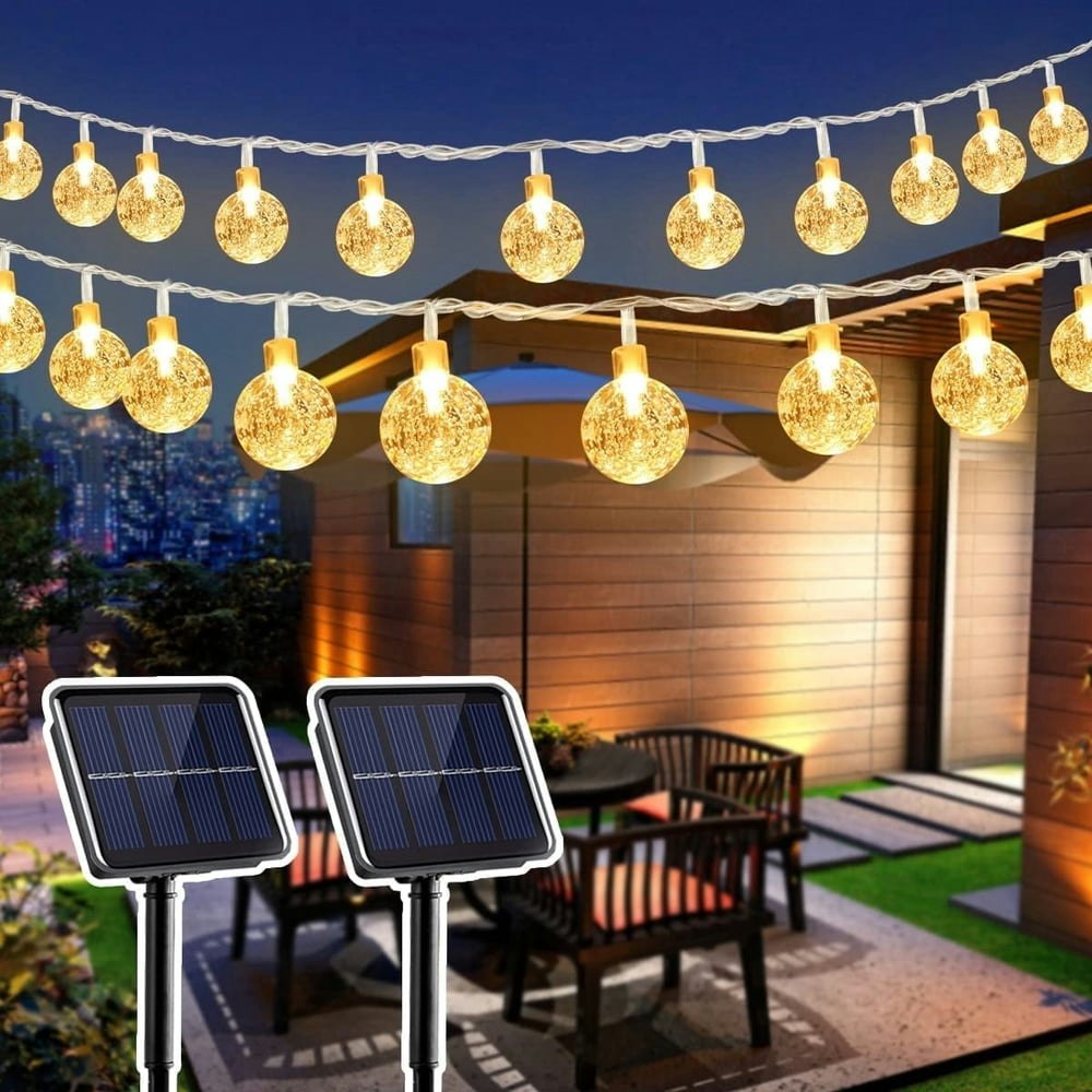 GooingTop 30-Foot 60-LED Solar Outdoor String Lights 2-Pack: $20.49