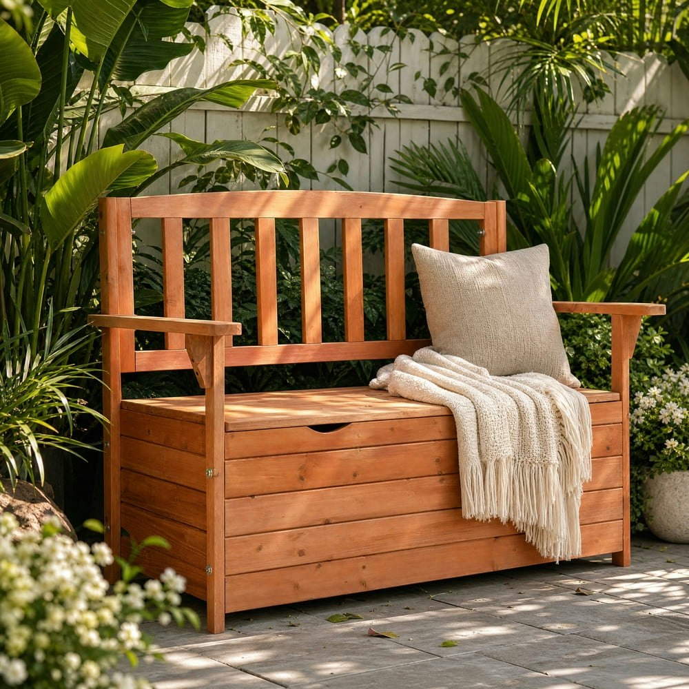 Zimtown 44-Inch Cedar Outdoor Storage Bench: $89.99 Zimtown 44-Inch Cedar Outdoor Storage Bench: $89.99