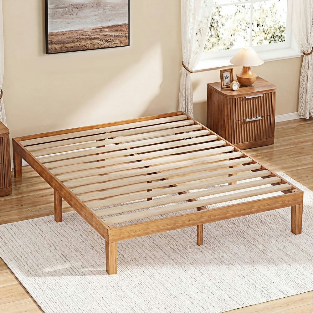 Zunmos 12-Inch Queen Size Solid Wood Bed Frame: $95.99