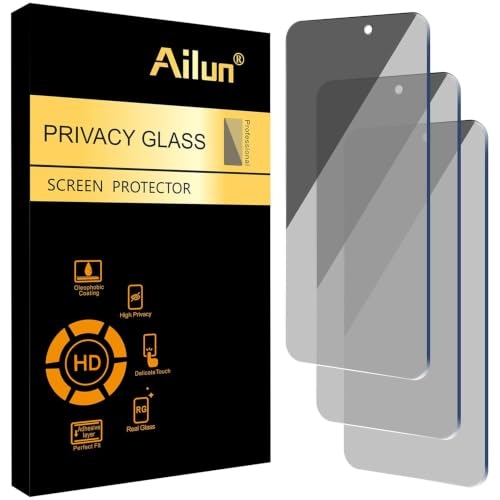 Ailun Privacy Tempered Glass Screen Protector for iPhone 16/15/15 Pro 3-Pack: $6.98