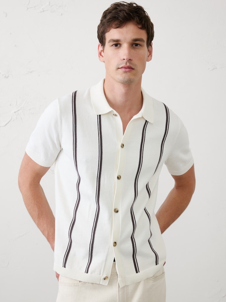 Striped Button-Down Sweater Polo: $40 Striped Button-Down Sweater Polo: $40