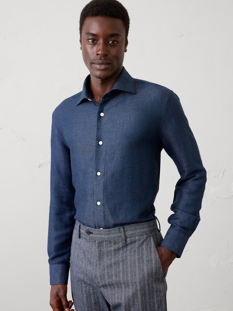 Slim-Fit Linen-Blend Dress Shirt: $69.97 Slim-Fit Linen-Blend Dress Shirt: $69.97