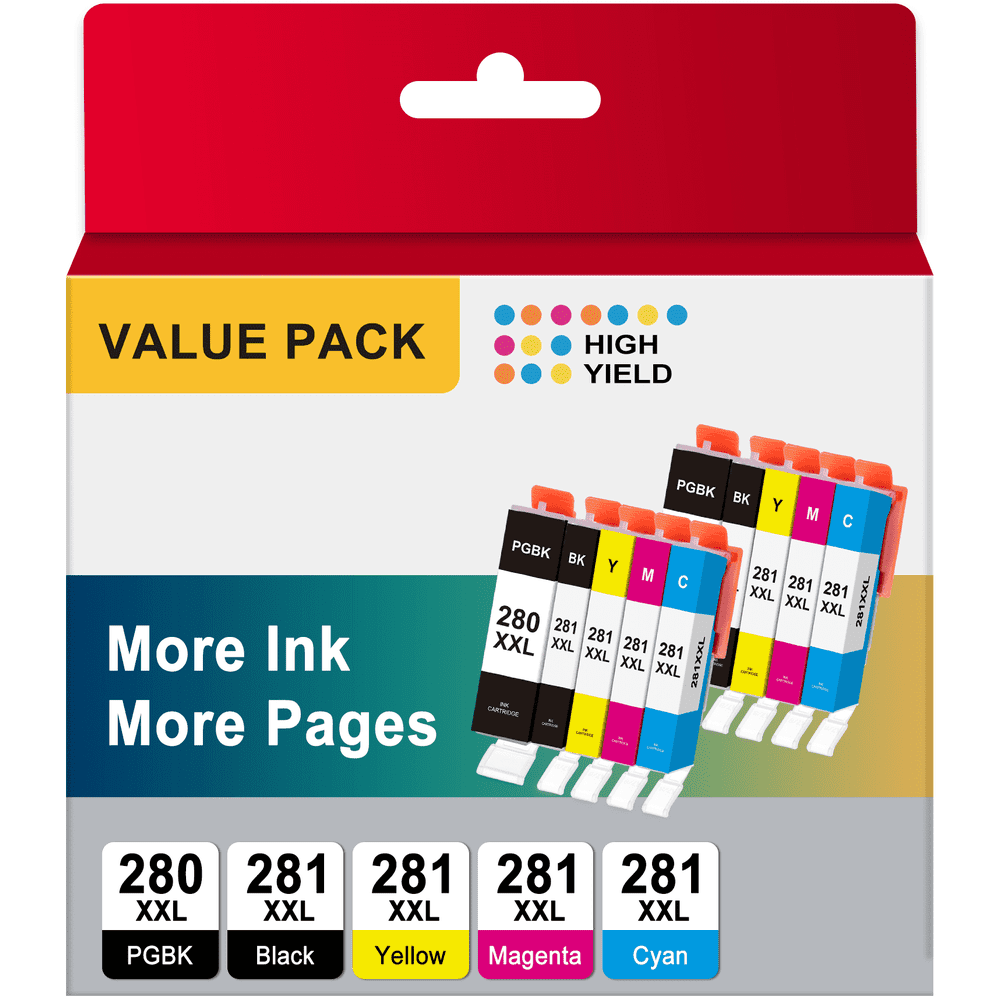 Canon 280XL and 281 Compatible Ink Cartridge 10-Pack: $19.98 Canon 280XL and 281 Compatible Ink Cartridge 10-Pack: $19.98