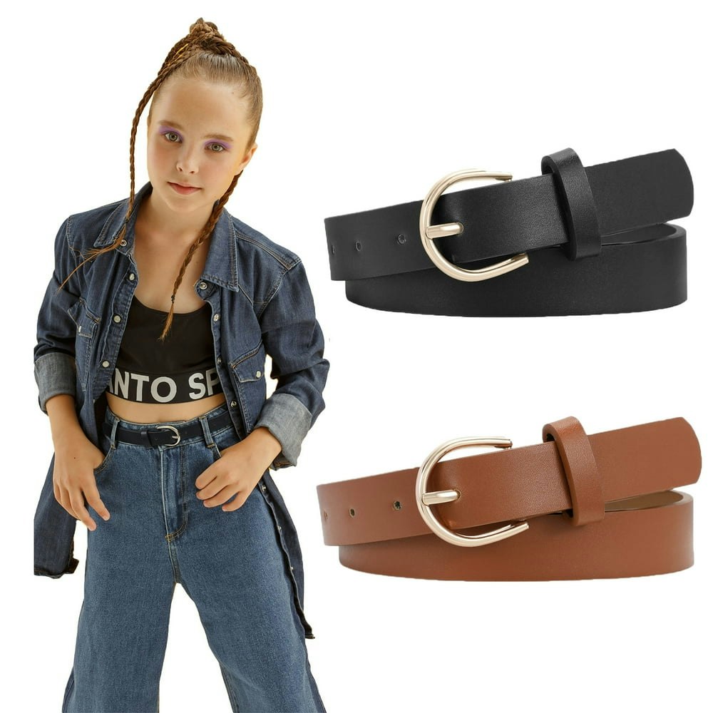 Suosdey Girls Leather Skinny Belt 2-Pack: $10.88