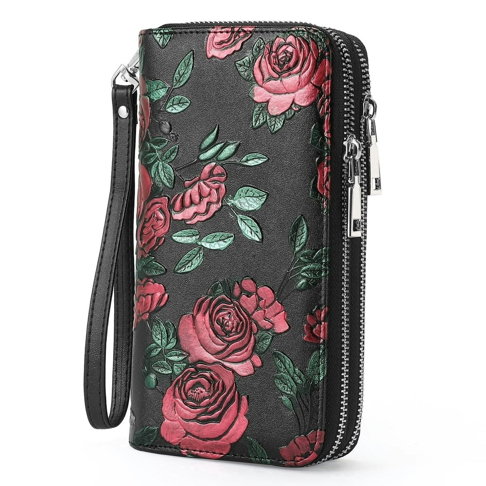 Goiacii Floral Leather Women's RFID Blocking Wristlet Wallet: $23.74 Goiacii Floral Leather Women's RFID Blocking Wristlet Wallet: $23.74