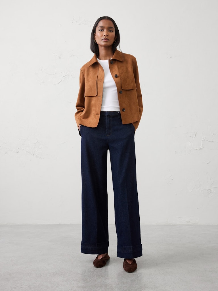 Wide-Leg Mid-Rise Cuffed Jeans: $60 Wide-Leg Mid-Rise Cuffed Jeans: $60