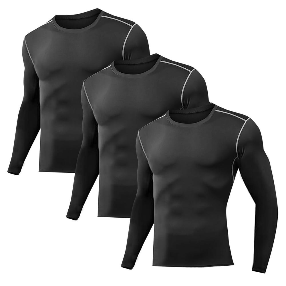 Buyjya Men's Athletic Long Sleeve Shirt 3-Pack: $21.59