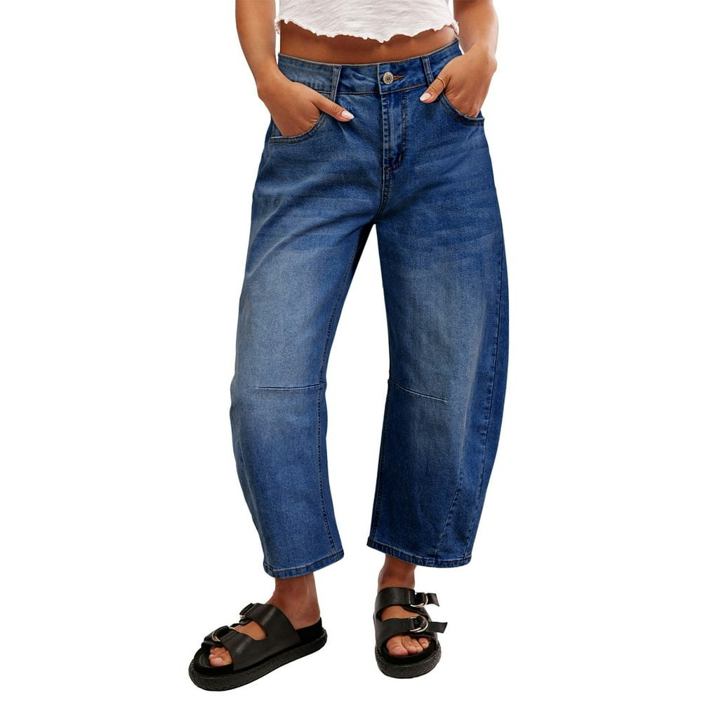 Dokotoo Women's Mid Rise Barrel Denim Jeans: $31.99