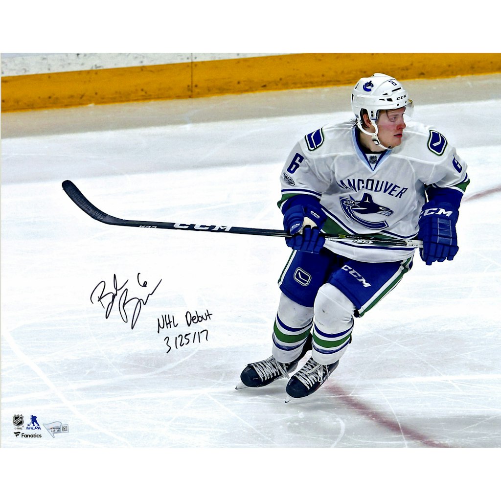 Brock Boeser Autographed 16" x 20" NHL Debut Skating Photograph: $84.99 Brock Boeser Autographed 16" x 20" NHL Debut Skating Photograph: $84.99