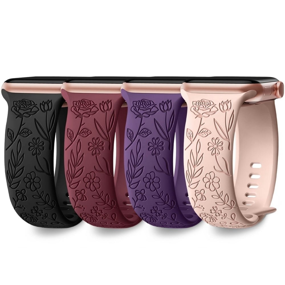 Comvin Floral Engraved Apple Watch Band 4-Pack: $10.69