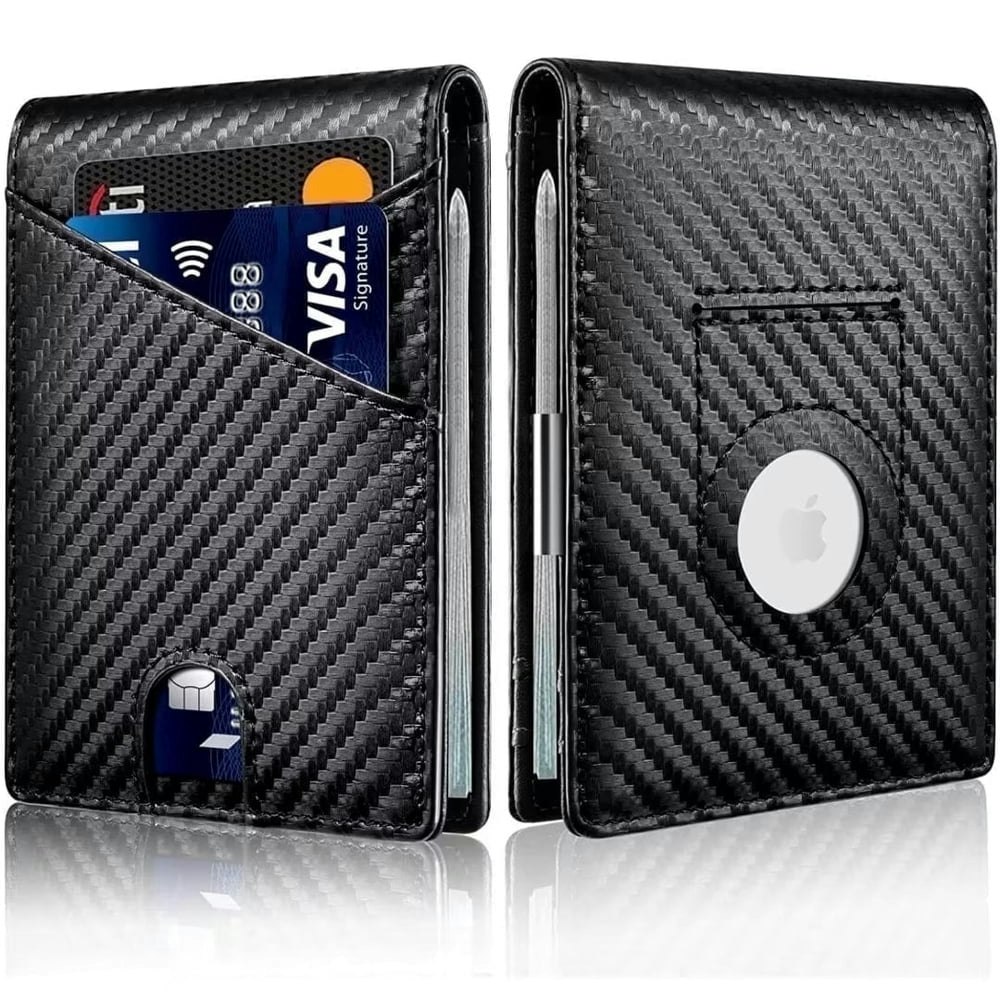 Comvin Slim Leather RFID-Blocking AirTag Wallet with Money Clip: $12.49