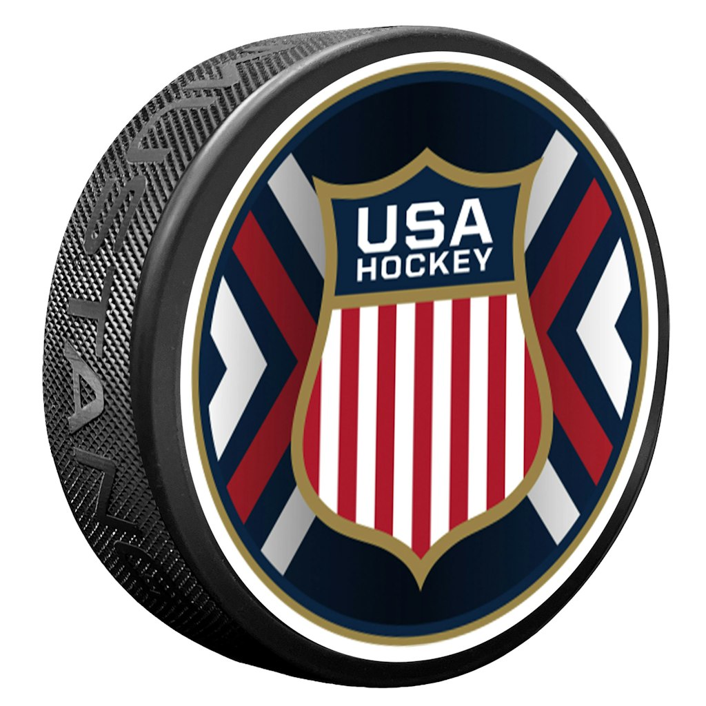 USA Hockey Double Chevron Hockey Puck: $24.99
