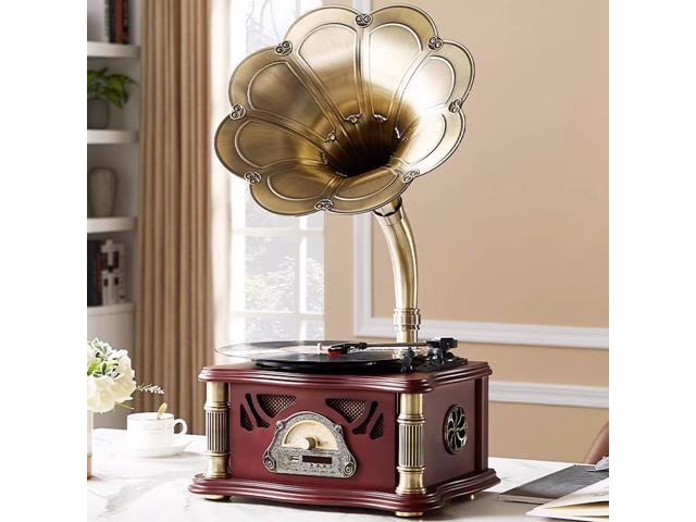 Vintage 3-Speed Bluetooth Gramophone Turntable: $413.24