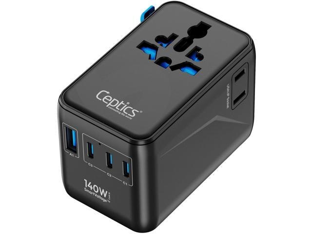 6-in-1 Universal International Power Adapter with 140W USB-C: $76.49
