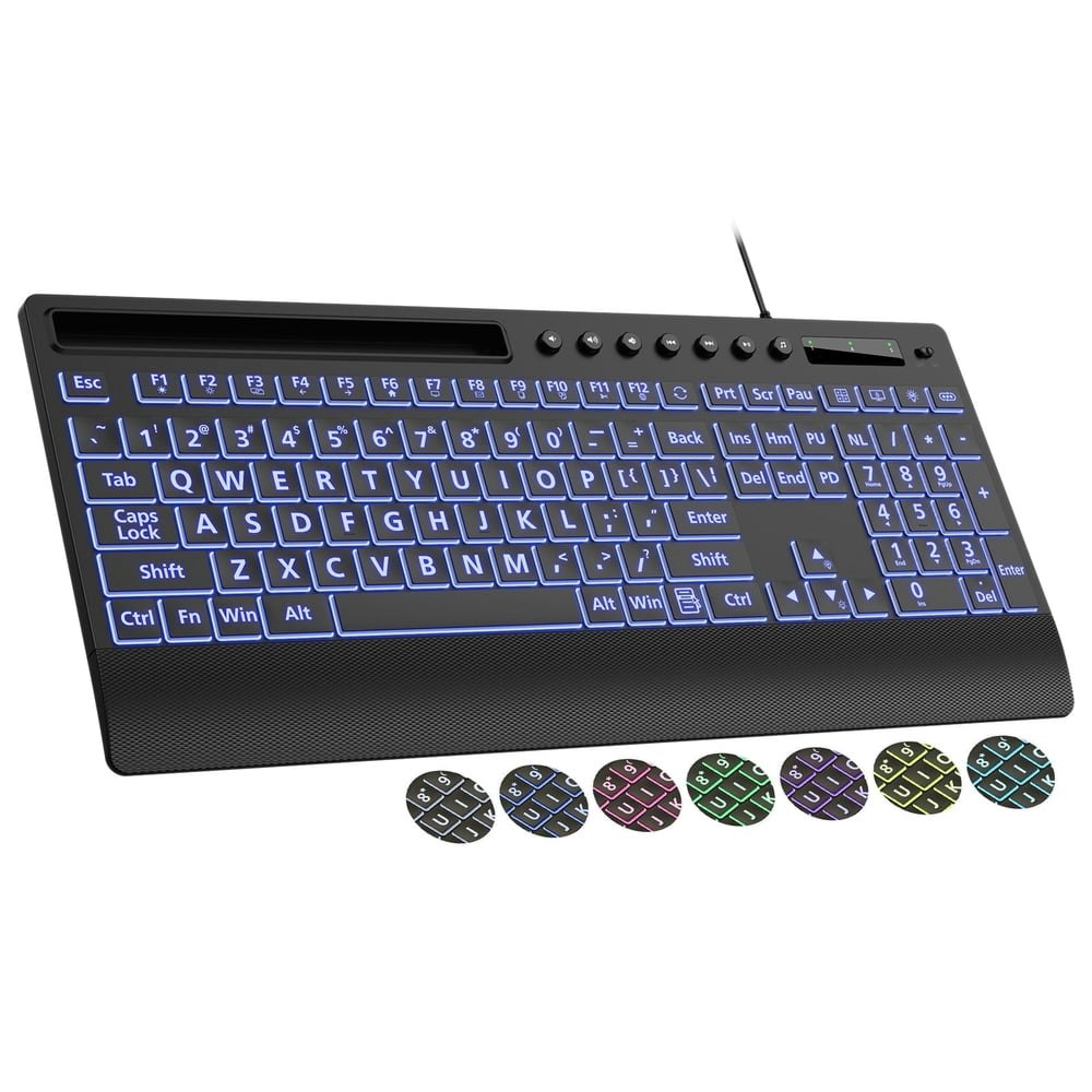 Large Print Wired Backlit Ergonomic Keyboard with Wrist Rest: $23.99