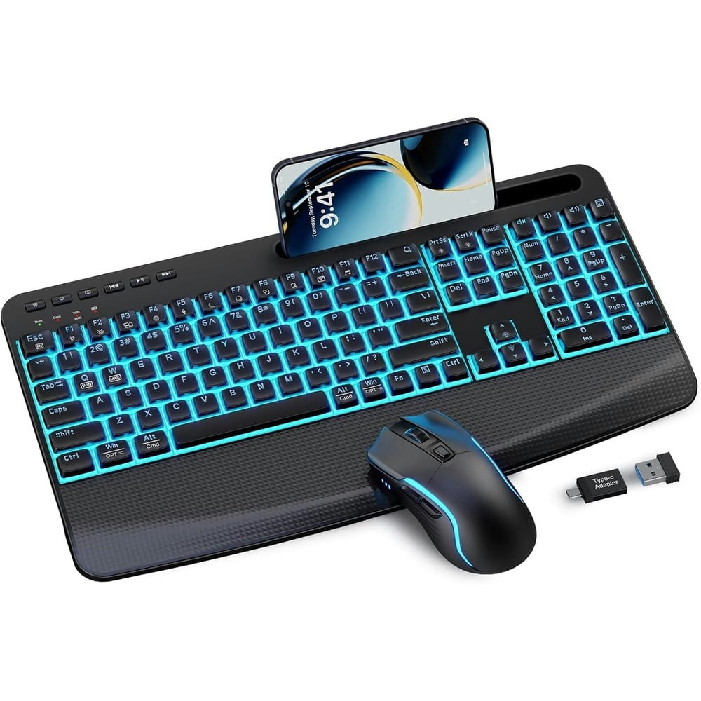 Rechargeable Backlit Wireless Keyboard and Mouse Combo: $49.99