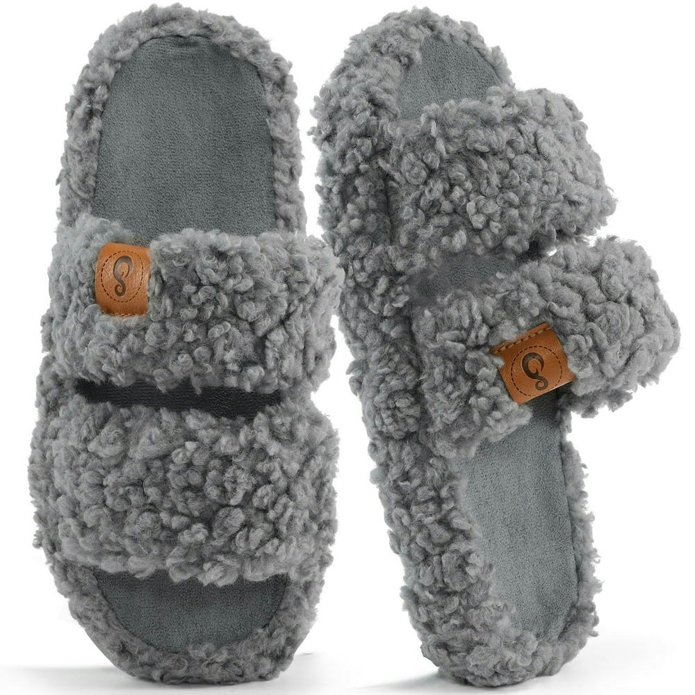 Ecetana Women's Memory Foam Open-Toe Fuzzy Slippers: $12.98 Ecetana Women's Memory Foam Open-Toe Fuzzy Slippers: $12.98
