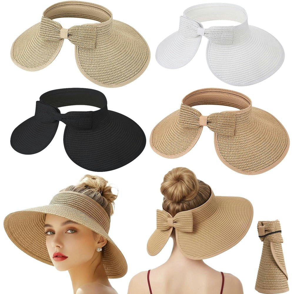 Bocaoying Foldable Wide Brim Straw Hat 4-Pack: $12.99 Bocaoying Foldable Wide Brim Straw Hat 4-Pack: $12.99