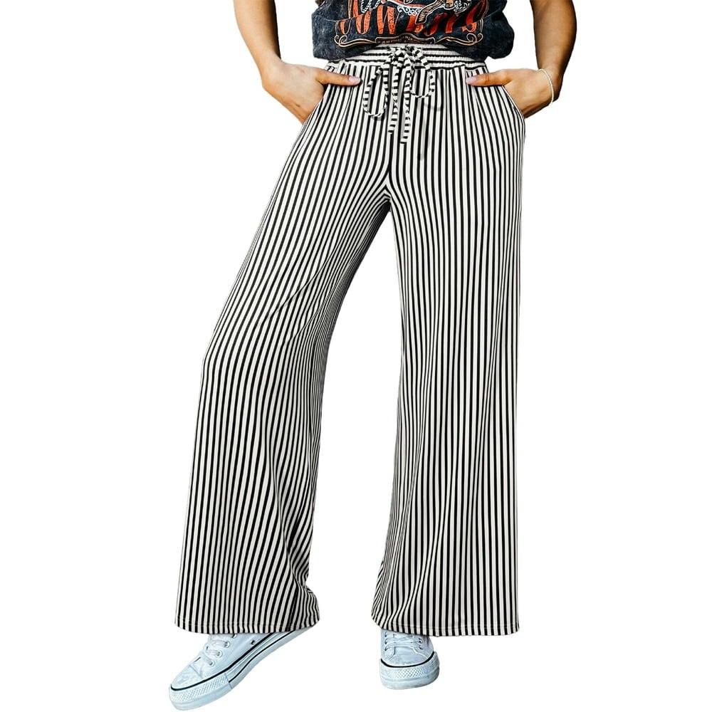 Eytino Women's Striped Wide Leg Palazzo Pants: $17.99
