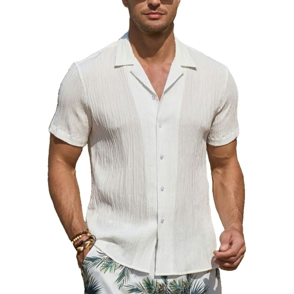 Sogami Men's Casual Linen Short Sleeve Button-Down Shirt: $14.98