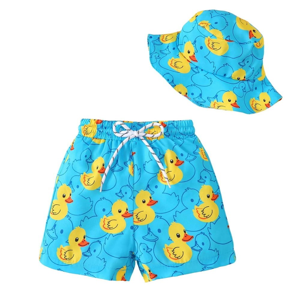 Kimi Bear Toddler Boy Swim Trunks and Hat 2-Piece Set: $7.89