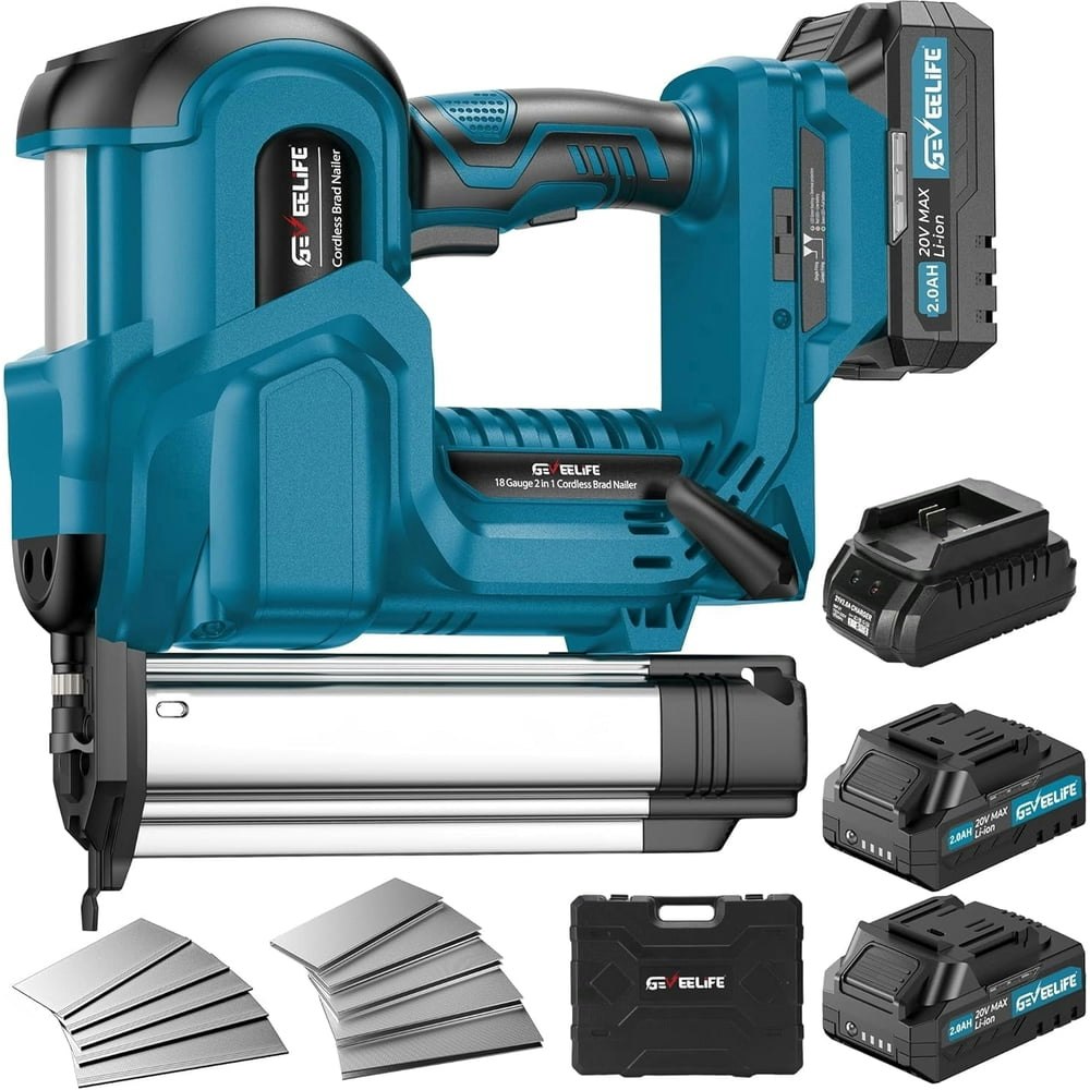 Geveelife 2-Inch Cordless 18G Brad Nailer and Staple Gun with 2 Batteries: $119.99 Geveelife 2-Inch Cordless 18G Brad Nailer and Staple Gun with 2 Batteries: $119.99